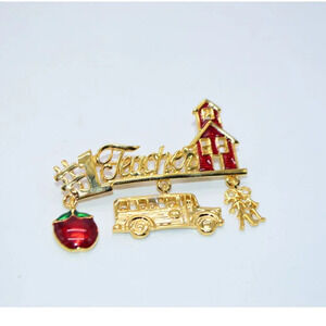 Danecraft Vintage #1 Teacher School Red Green Enam